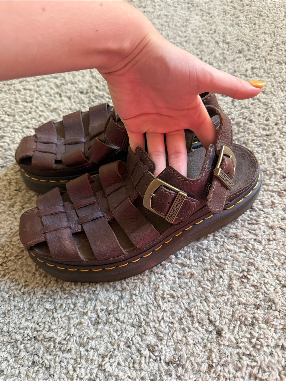 Brown Leather Fisherman Buckle Sandals - Picture 2 of 3